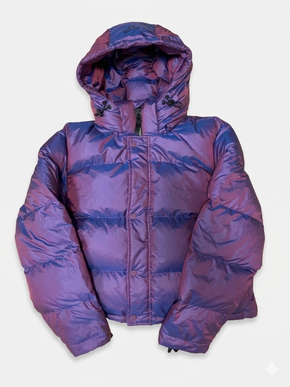 Aritzia TNA The Super Puff Shorty Puffer Jacket — Iridescent Purple/Mulberry M